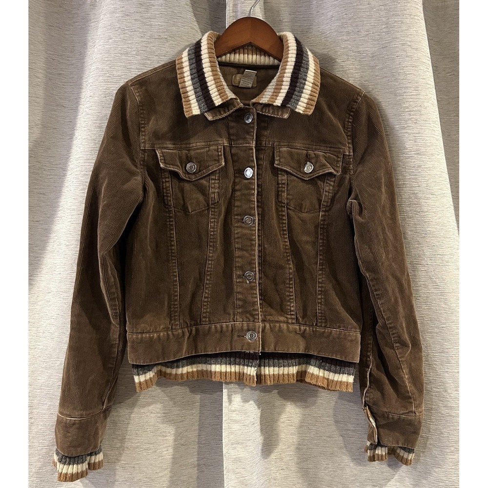 Vtg Y2k Twenty One Corduroy Brown Jacket Sz Large City